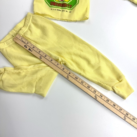 Vintage 80s Warner Bros Bugs Bunny Yellow Thermal Baby Pajama Set Sz 12M Retro - Picture 10 of 11